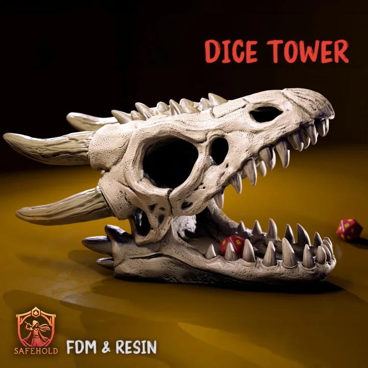 Dragon Skull Dice Tower — original Safehold STL collection